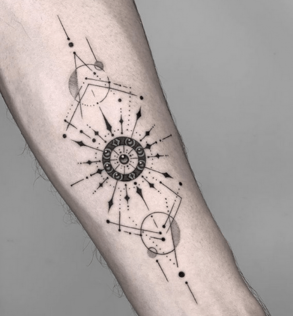 Tato Lingkaran Abstrak dalam Teknik Titik